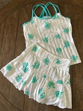 Jerdog Y2K Floral Tank Top and Skirt Set Tennis Suit Court Set Size Small